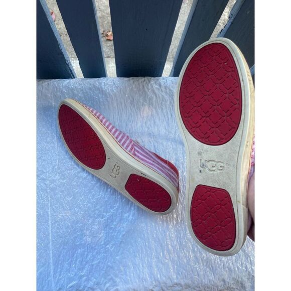 UGG® Women’s Eyan II Canvas Red Stripes Nautical Low Top Casual Shoes Sz 7 - Picture 9 of 10